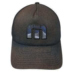TravisMathew Logo Fitted Mesh Back Trucker Hat Black XL Flexfit Yupoong